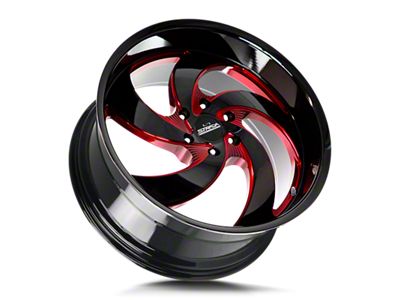 Strada Retro 5 Gloss Black Candy Red Milled 6-Lug Wheel; 22x10; 24mm Offset (19-26 Silverado 1500)