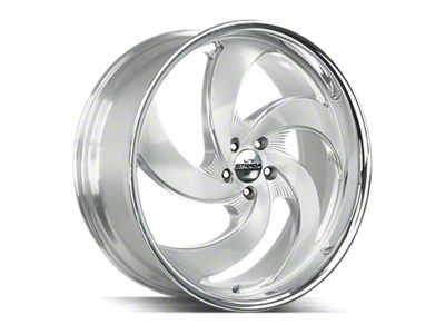Strada Retro 5 Brushed Face Silver Milled with Stainless Steel Lip 6-Lug Wheel; 22x10; 24mm Offset (99-06 Silverado 1500)