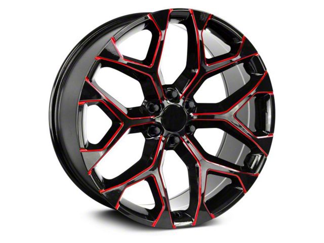 Strada OE Replica Snowflake Gloss Black Candy Red Milled 6-Lug Wheel; 22x9; 31mm Offset (07-14 Yukon)
