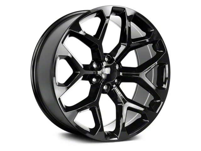 Strada OE Replica Snowflake All Gloss Black 6-Lug Wheel; 22x9; 31mm Offset (14-18 Sierra 1500)