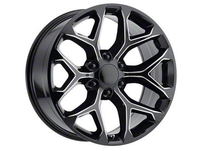 Strada OE Replica Snowflake Gloss Black Milled 6-Lug Wheel; 24x10; 31mm Offset (19-24 Sierra 1500)