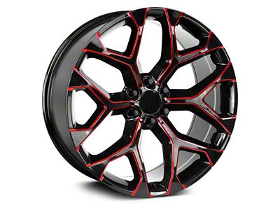Strada OE Replica Snowflake Gloss Black Candy Red Milled 6-Lug Wheel; 24x10; 31mm Offset (19-24 Silverado 1500)