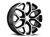 Snowflake Gloss Black Machined 6-Lug Wheel; 22x9; 24mm Offset (19-26 Silverado 1500)
