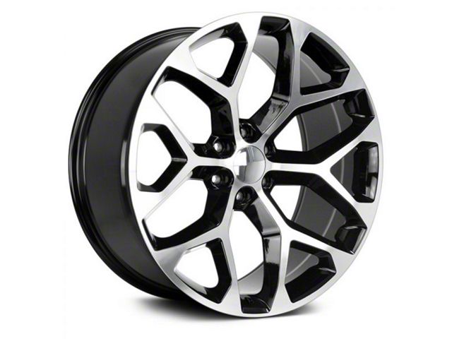 Strada OE Replica Snowflake Gloss Black Machined 6-Lug Wheel; 24x10; 31mm Offset (19-24 Silverado 1500)