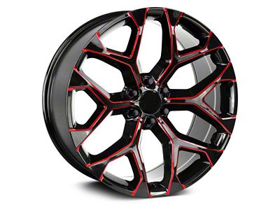 Strada OE Replica Snowflake Gloss Black Candy Red Milled 6-Lug Wheel; 22x9; 31mm Offset (21-24 Tahoe)