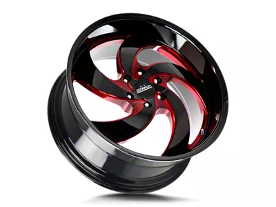 Strada Retro 5 Gloss Black Candy Red Milled 6-Lug Wheel; 22x10; 24mm Offset (19-25 RAM 1500)