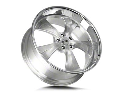 Strada Old Skool Brushed Face Silver Milled with Stainless Steel Lip 6-Lug Wheel; 24x10; 24mm Offset (24-26 Ranger)