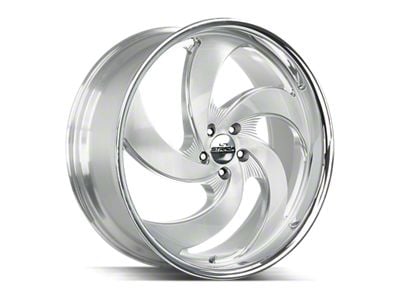 Strada Retro 5 Brushed Face Silver Milled with Stainless Steel Lip 6-Lug Wheel; 22x10; 24mm Offset (24-26 Ranger)
