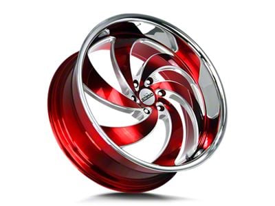 Strada Retro 6 Candy Red Milled with Stainless Steel Lip 6-Lug Wheel; 24x10; 24mm Offset (24-26 Ranger)