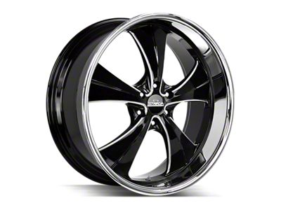 Strada Old Skool Gloss Black Milled with Stainless Steel Lip 6-Lug Wheel; 24x10; 24mm Offset (14-18 Silverado 1500)