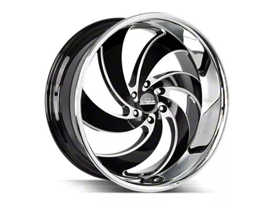Strada Retro 6 Gloss Black Milled with Stainless Steel Lip 6-Lug Wheel; 26x10; 26mm Offset (14-18 Silverado 1500)