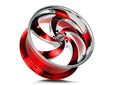 Strada Retro 5 Candy Red Milled with Stainless Steel Lip 6-Lug Wheel; 22x10; 24mm Offset (21-26 Yukon)