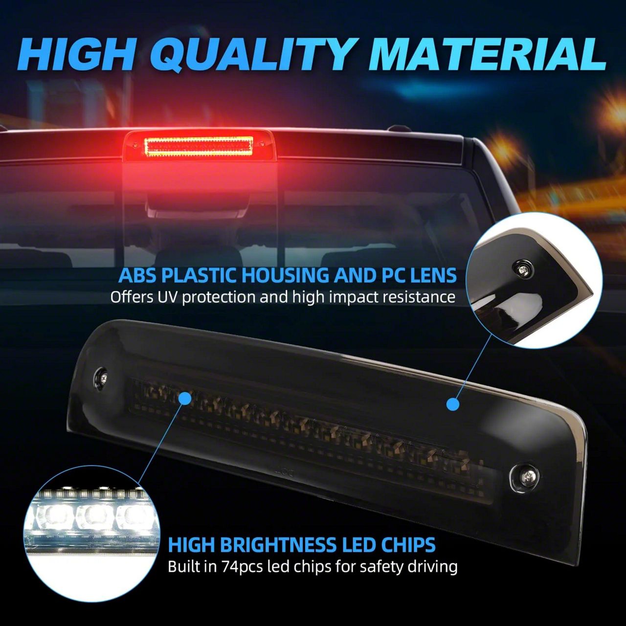 LED Third Brake Light LED 3rd Brake Light For 2009-2017 Dodge Ram 1500/2500/ 3500 - High Mount Stop Lamp, Cab Cargo Light Replacement Dodge Ram Third Brake Light LED - View #10