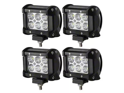 Suparee 3-Inch LED Work Lights; Set of Four; Flood Beam (Universal; Some Adaptation May Be Required)