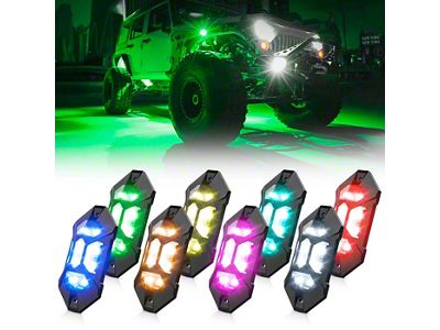 Suparee RGBW Rock Lights with Phone App and Remote Control; Set of 8 (Universal; Some Adaptation May Be Required)