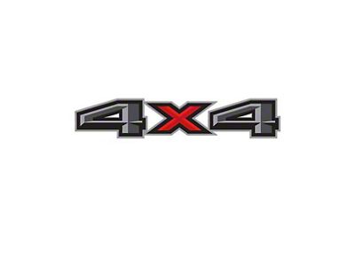 4x4 Decal; Black/Red/Gray (17-22 F-250 Super Duty)