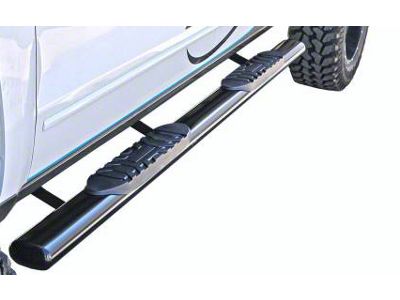 5-Inch Straight Oval Side Step Bars; Semi-Gloss Black (11-16 F-250 Super Duty SuperCrew)