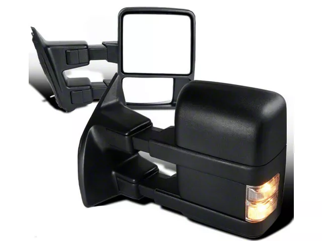 Manual Towing Mirrors with Smoked Turn Signals; Black (11-16 F-250 Super Duty)