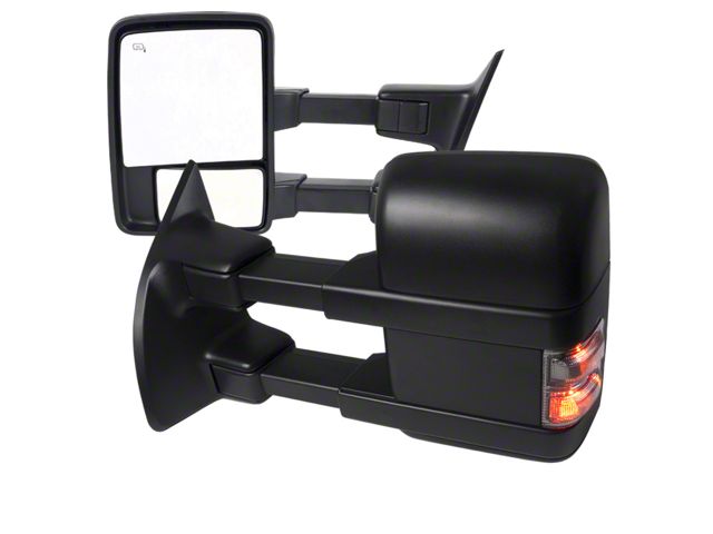 Powered Heated Towing Mirrors; Black (11-16 F-250 Super Duty)