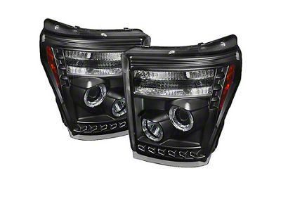 CCFL Halo Projector Headlights; Black Housing; Clear Lens (11-16 F-250 Super Duty)