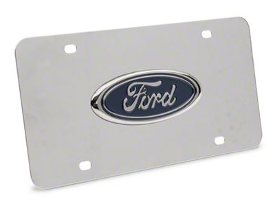 Ford Logo License Plate; Chrome on Chrome (Universal; Some Adaptation May Be Required)