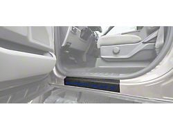 Front Door Sill Protection with Super Duty Logo; TUF-LINER Black; Blue (17-24 F-250 Super Duty)
