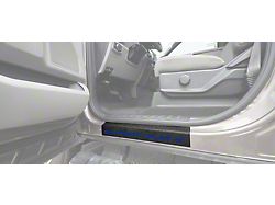 Front Door Sill Protection with Super Duty Logo; TUF-LINER Black; Blue (17-25 F-250 Super Duty)