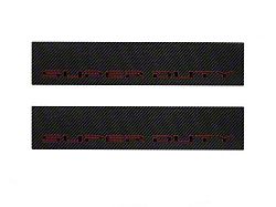 Front Door Sill Protection with Super Duty Logo; Raw Carbon Fiber; Black and Red (17-25 F-250 Super Duty)