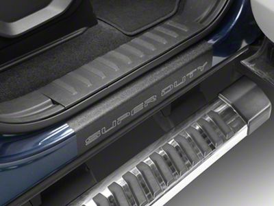 Front Door Sill Protection with Super Duty Logo; TUF-LINER Black; Black and Gray (17-25 F-250 Super Duty)