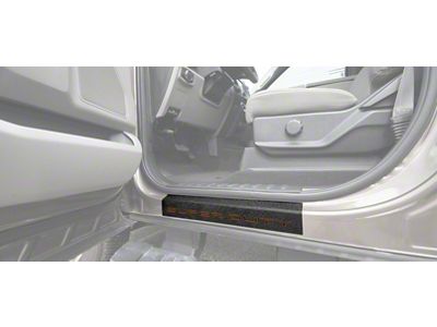 Front Door Sill Protection with Super Duty Logo; TUF-LINER Black; Blackand Orange (17-25 F-250 Super Duty)