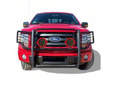 Grille Guard with 7-Inch Round LED Lights; Black (11-16 F-250 Super Duty)