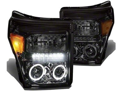 LED DRL Projector Headlights; Chrome Housing; Smoked Lens (11-16 F-250 Super Duty)