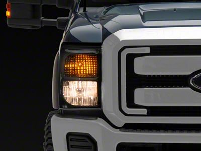 Factory Style Headlights with Amber Corner Lights; Chrome Housing; Clear Lens (11-16 F-250 Super Duty)