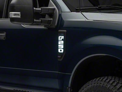 Illuminated 2-Piece Emblems; Black Chrome (17-22 F-250 Super Duty)