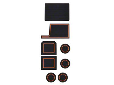 Interior Cup Holder Foam Inserts; Black/Orange (17-20 F-250 Super Duty)