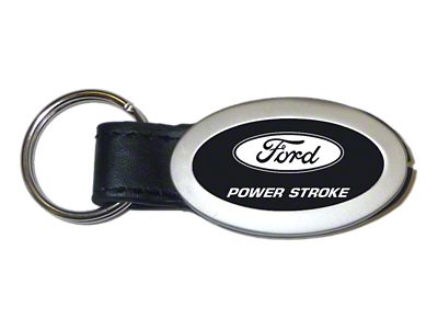 Powerstroke Oval Black Leather Key Fob