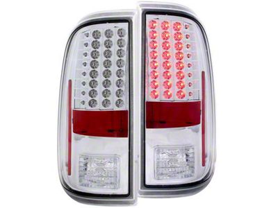 LED Tail Lights; Chrome Housing; Clear Lens (11-16 F-250 Super Duty)