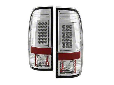 LED Tail Lights; Chrome Housing; Clear Lens (11-16 F-250 Super Duty)