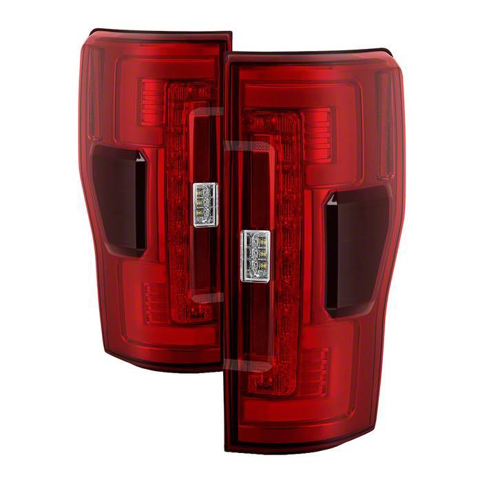 F250 Super Duty LED Tail Lights; Chrome Housing; Red/Clear Lens (1718