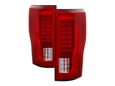 LED Tail Lights; Chrome Housing; Red/Clear Lens (17-19 F-250 Super Duty w/ Factory Halogen Tail Lights)