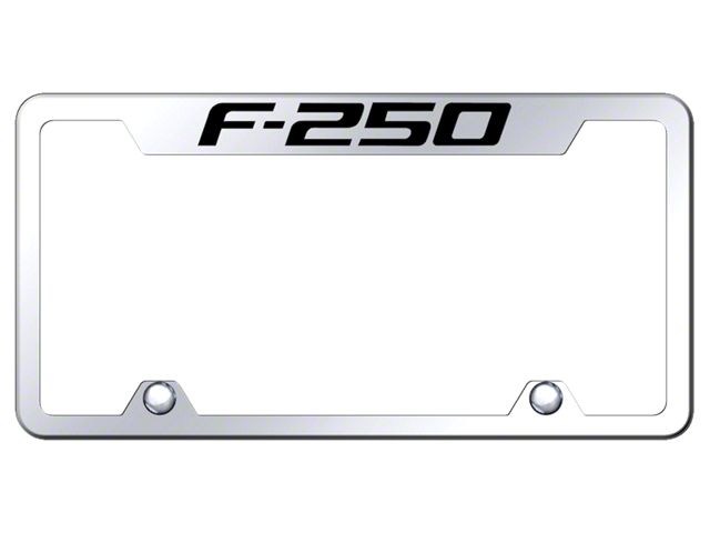 F-250 Laser Etched License Plate Frame; Mirrored (Universal; Some Adaptation May Be Required)