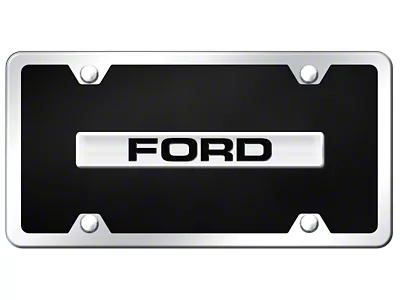 Ford License Plate; Chrome on Black Acrylic (Universal; Some Adaptation May Be Required)