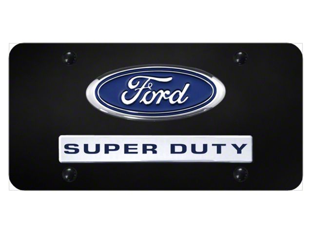 Dual Super Duty License Plate; Chrome on Black (Universal; Some Adaptation May Be Required)