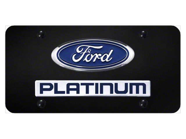 Dual Platinum License Plate; Chrome on Black (Universal; Some Adaptation May Be Required)