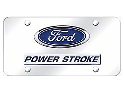 Dual Powerstroke License Plate; Chrome on Chrome (Universal; Some Adaptation May Be Required)