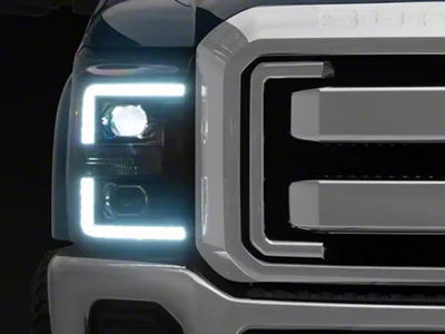 AlphaRex LUXX-Series LED Projector Headlights; Black Housing; Clear Lens (11-16 F-250 Super Duty)