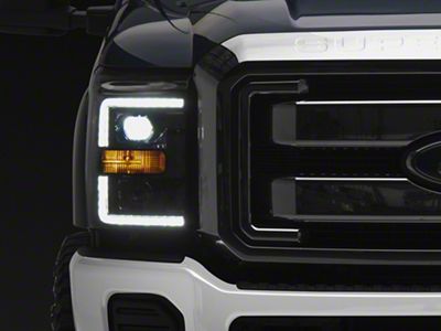 AlphaRex LUXX-Series LED Projector Headlights; Alpha Black Housing; Clear Lens (11-16 F-250 Super Duty)