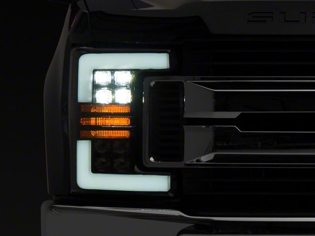 AlphaRex NOVA-Series LED Projector Headlights; Jet Black Housing; Clear Lens (17-19 F-250 Super Duty w/ Factory Halogen Headlights)