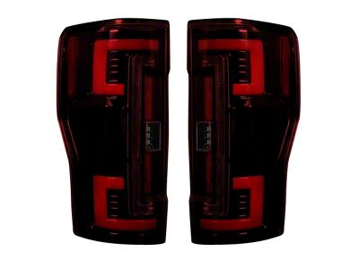 OLED Tail Lights; Black Housing; Red Lens (17-19 F-250 Super Duty w/ Factory Halogen Tail Lights)