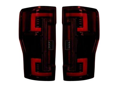 OLED Tail Lights; Black Housing; Red Lens (17-19 F-250 Super Duty w/ Factory Halogen Tail Lights)